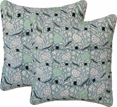 Set van 2 kussenhoes 45x45 cm | Kussens woonkamer | kussensloop | sierkussens | cushion cover | katoen | Hand blocked print