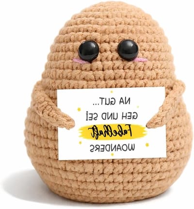 Positieve Aardappel Knuffel, Creatieve Breiwol voor Handwerk, Origineel Cadeau voor Collega's en Vrienden