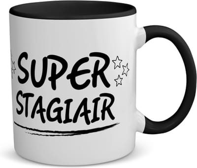 Akyol - super stagiair koffiemok - theemok - zwart - Stagiair - beste stagiair - werk - afscheidscadeau - verjaardagscadeau - kado - 350 ML inhoud