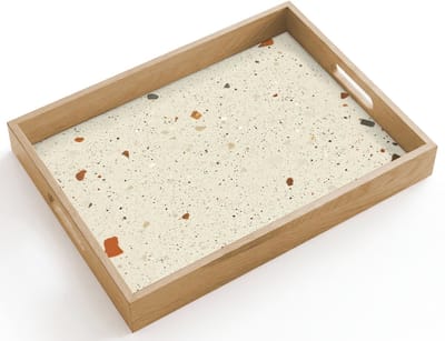 Dienblad hout 40x30 cm - Schootdienblad - Terrazzo - Decoratie - Tegels - Patronen - Borrelplank rechthoek - Plateau dienbladen
