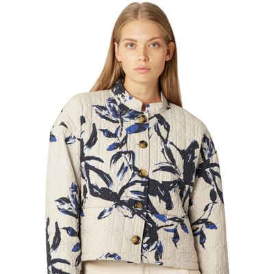 Ilse Jacobsen Rain&outerwear Quiltto01p Beige Artsy Stroke Flower Größe: 38 | Cropped-Jacken Outlet | Damen | Braun