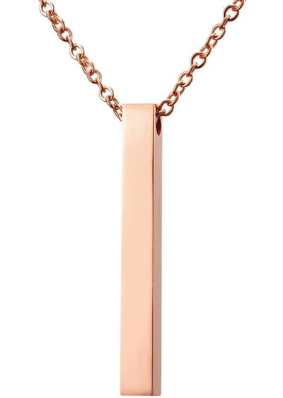 Long Bar Heren Ketting met Hanger - Rose Goud kleurig - Minimalist - Kettingen Mannen Dames - Papa Cadeau Voor Mannen - Vaderdag
