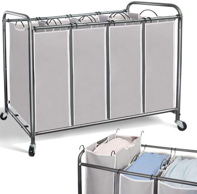 VELTRR® Wassorteerder 4 Vakken - Wasmand - Grijs