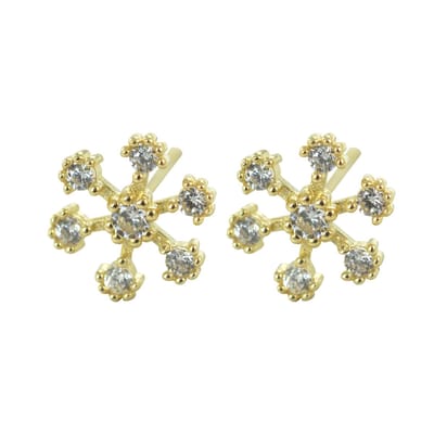 New Bling 9NBSAM-G190047 Gouden Oorknopjes - Dames - Sneeuwvlok - 6 mm Doorsnee - Zirkonia - 14 Karaat - Goud