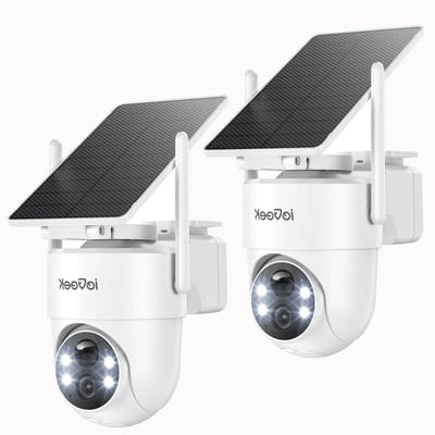 Buitencamera met Zonnepaneel - Draadloze Camera Beveiliging - Huis Bewaken - 360 Graden Panoramalens - 2K Resolutie - Wit