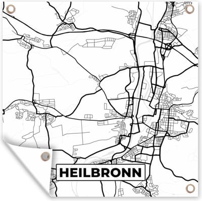 Tuin poster Heilbronn - Kaart - Stadskaart - Plattegrond - 200x200 cm - Tuindoek