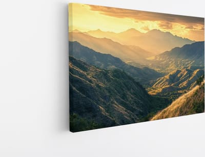Saammp Canvas Schilderij - Natuur - Bergen - landschap - 45x30 - Foto op canvas - Wanddecoratie - Muurdecoratie Woonkamer - Slaapkamer decoratie - Canvas Print