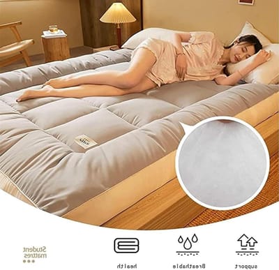Japanse Futon Matras - Vloermatras Opvouwbaar - Comfortabel Slapen - Ergonomisch Ontwerp - 90 x 200 cm - Grijs