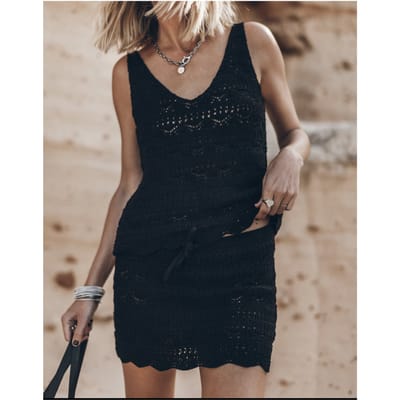 Mikuta The Black Crochet Skirt Maat: L | Mini Rokken Outlet | Dames | Zwart