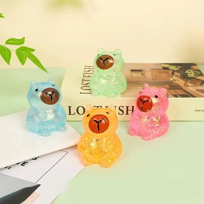 Glitter Capybara Squishy Fidget Speelgoed Zachte Maltose Knijp Stressbal Sensorisch Speelgoed voor Angstverlichting ADHD Volwassenen Cadeau beige