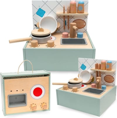 Inklapbare Houten Kinderkeuken met Accessoires