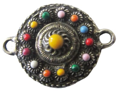 Zeeuws Meisje - bedel zeeuwse knop verzilverd met multi colour emaille