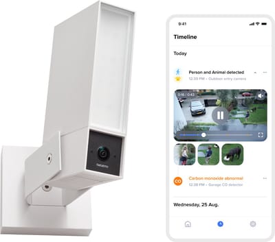Netatmo Beveiligingscamera ORIGINAL - Slimme Buitencamera met Sirene - 2K+ HDR, AI Detectie, 110 dB Sirene & Nachtzicht - Google Home, Apple Homekit & Amazon Alexa - Wit