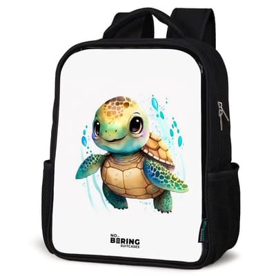 NoBoringSuitcases.com® - Rugzak zwart - Schooltas jongen & meisje - Schildpad - Waterverf - Kleuren - Dieren - Rugtas voor school - Boekentas kind - Schoolrugzak - Kinderrugzak