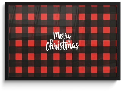 Poster in lijst - Fotolijst 60x40 cm - Posters - Geruit - Rood - Tekst - Christmas - Posterlijst zwart - Decoratie - Wanddecoratie woonkamer - Muurdecoratie slaapkamer
