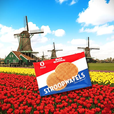 Dutch Diamonds - Karamel Stroopwafels - 5 duo verpakkingen 10 stroopwafels - wekelijks vers gebakken in Holland