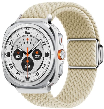 Gevlochten nylon bandje - geschikt voor Samsung Galaxy Watch Ultra (47mm) / Ultra 2025 (47mm) - magneetsluiting - starlight