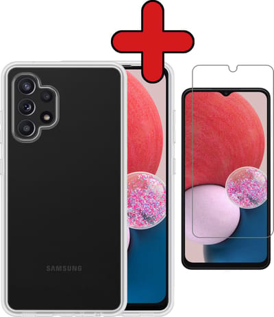Hoesje - Met Screenprotector - Geschikt voor Samsung Galaxy A13 4G - Sterk & Shockproof - Telefoon Hoes - Back Cover - Siliconen Case - Telefoonhoes - Transparant