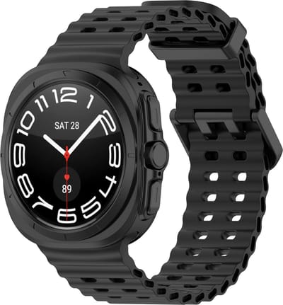 Strap-it Ocean siliconen smartwatch bandje - geschikt voor de Samsung Galaxy Watch Ultra 2 (2026) / Ultra (2024/2025) - zwart