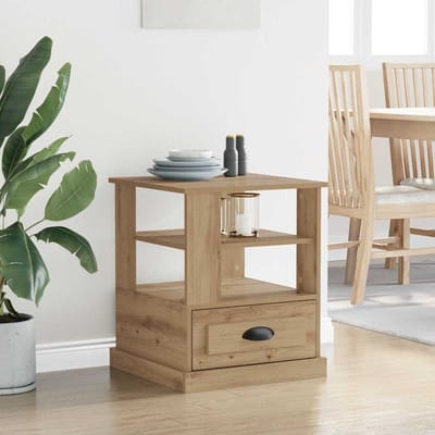 vidaXL - Nachtkastje - Artisan - Eiken - 50 - x - 50 - x - 60 - cm - Bewerkt - hout