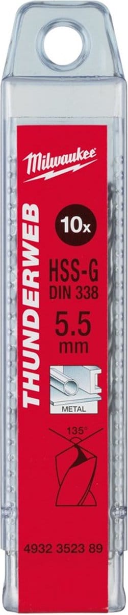 Milwaukee THUNDERWEB - Metaalboren DIN 338 - 5 en 10 stuks TW 5,5 x 93-10 stuks - 4932352389