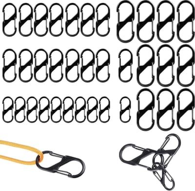 36 Stuks S Carabiner Haken, Dubbele Metaal Haken, 8-Vormige Haken voor Kamperen, Wandelen en Thuisgebruik