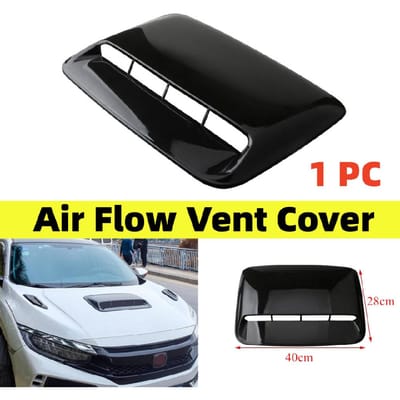 1x Glanzend Zwarte Auto Luchtstroom Inlaatkap Scoop Vent Motorkap Decor Cover Universeel