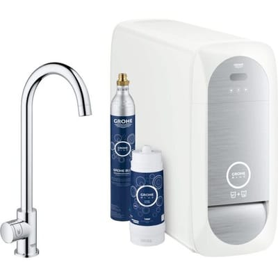 GROHE Blue Home Mono Keukenkraan - Met Bluetooth en WIFI - Starterkit - C-Uitloop - Chroom - Voor gezuiverd, gekoeld en bruisend water