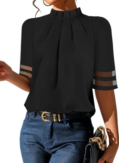 Business Dames Shirt - Zwart - T-shirt - Blouse - Doorschijnend