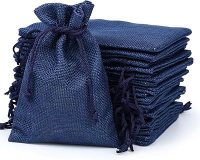 24 Jute Pouches in Navy Blauw voor Adventskalender, Herbruikbare Stoffen Tassen, Cadeautassen 10 x 14 cm