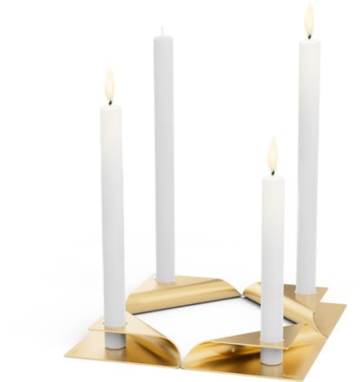 höfats SQUARE CANDLE Kandelaar 4pack goud Roestvrijstalen kandelaar voor staafkaarsen