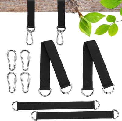 Hangmat Bevestiging 4 Stuks Swing Bevestiging Hangmat Strap met 4 Carabiner Haken voor Zware Belasting D-Ringen Nylon Draagbare Swing Ophang Kit Scheurvaste Ophangriem voor Hangmat