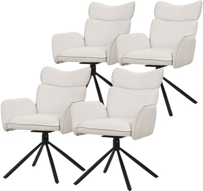 Eetkamerstoel set van 4 draaibaar Beige met rugleuning en armleuning tot 120 kg ML-Design
