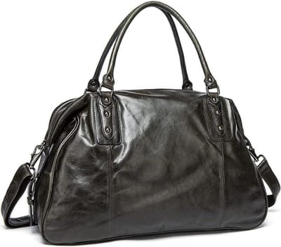 Leren Duffle Bag - Reistas Weekendtas - Reizen Weekend Weg - Waterafstotend PU Leer - 43cm Lengte - Grijs