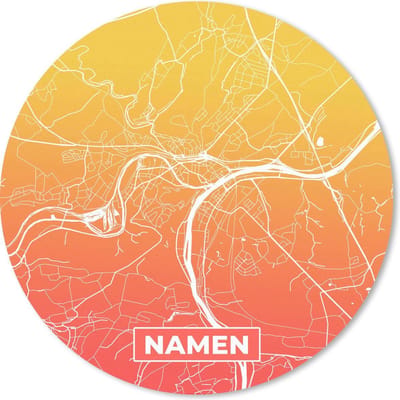 Muismat rond 20x20 cm - Mousepad Stadskaart - Namen - België - Oranje - Ronde muismatten