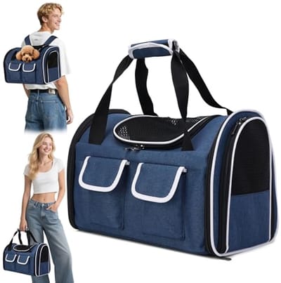 Huisdier Rugzak - Draagtas - Reizen met dier - Opvouwbaar en ademend - 45 x 25 x 31 cm - Blauw