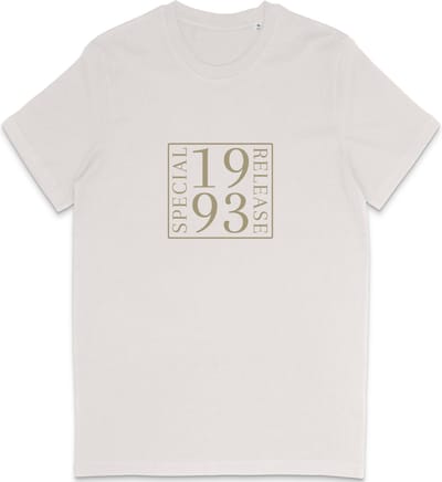 T Shirt Geboortejaar 1993 Heren Dames - Grafische Print Opdruk - Vintage Wit - Maat S