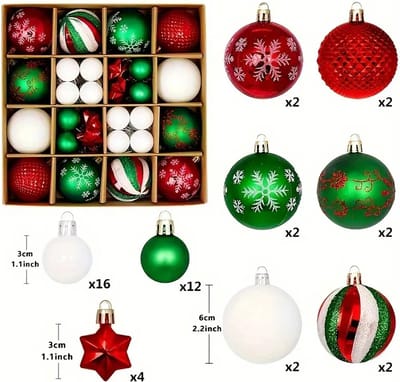 Livano Kerstballen - Kerstversiering - Plastic - Mix 2- Kerstballenset - 44 stuks