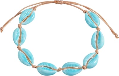 Verstelbare Boho Enkelketting met Acryl Schelp Kralen – Gevlochten Rope Enkelband voor Dames, Heren, Strand en Zomer