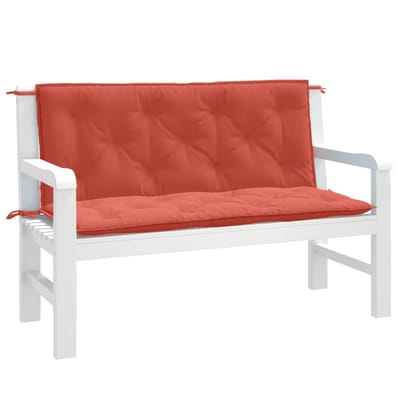 vidaXL - Tuinbankkussens - 2 - st - 120x50x7 - cm - stof - gemêleerd - rood