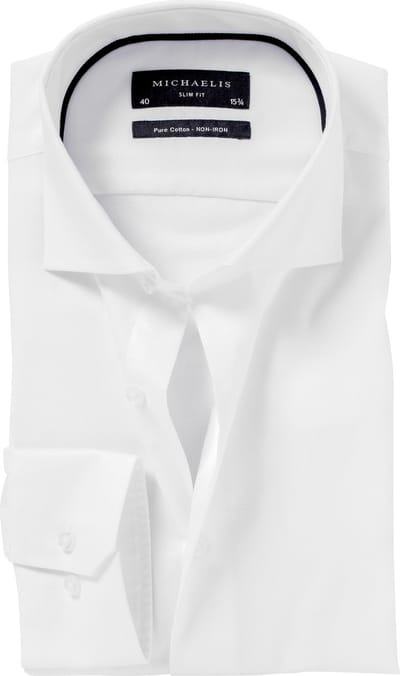 Michaelis slim fit overhemd - Oxford - wit - Strijkvrij - Boordmaat: 38 (EU maat: S)
