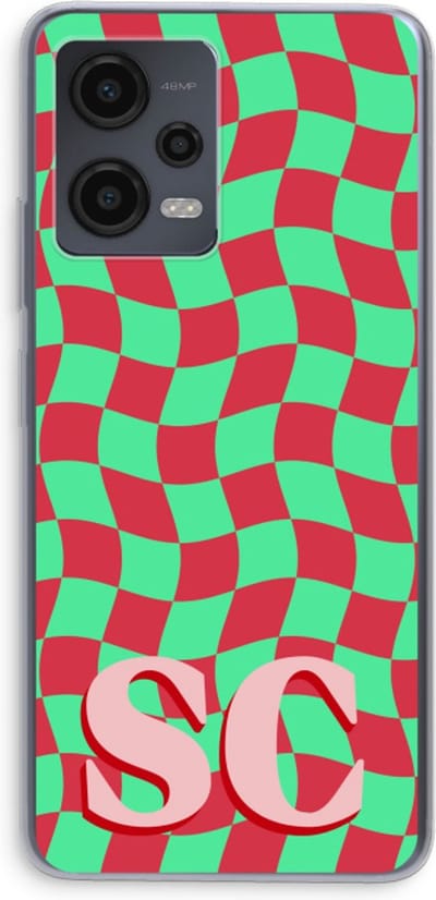 Gepersonaliseerd - Case Company® - Hoesje geschikt voor Xiaomi Redmi Note 12 hoesje - Grid Monogram - Soft Cover Telefoonhoesje - Bescherming aan alle Kanten en Schermrand