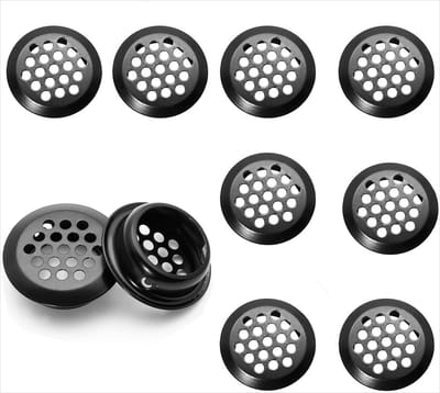 SNQ Ventilatieroosters - 10 Stuks - Zwart - Ronde Ventilatieroosters Van Roestvrij Staal - Voor Keukens - Badkamers - Kasten - Keukenkastjes - Montagediameter 35 Mm