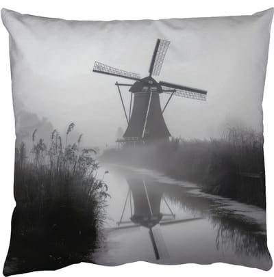 Sierkussens - Kussentjes Woonkamer - 50x50 cm - Molen - Weerspiegeling - Landschap - Water