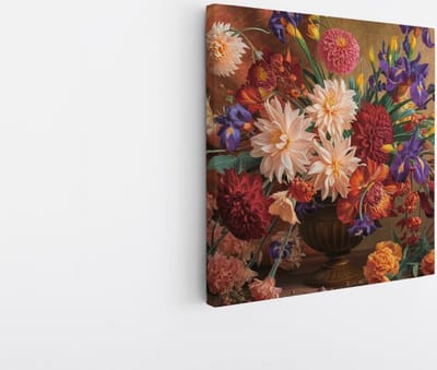 Saammp Canvas Schilderij - Abstracte Luxe Bloemenvaas - Abstract - 20x20 - Foto op canvas - Wanddecoratie - Muurdecoratie Woonkamer - Kantoor Decoratie