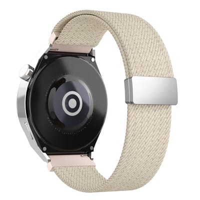Nylon bandje - geschikt voor Garmin Venu (2 Plus) / Venu SQ (2) / Vivomove (Style - Sport) / Vivoactive 3 / 5 / 6 / Forerunner 55 / 165 / 245 / 645 / 570 - 42mm - magneet - starlight