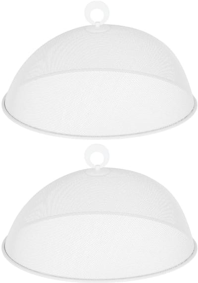 Cepewa Vliegenkap / voedselkap - 2x - wit - D30 x H12 cm - metaal - voedsel afdekken