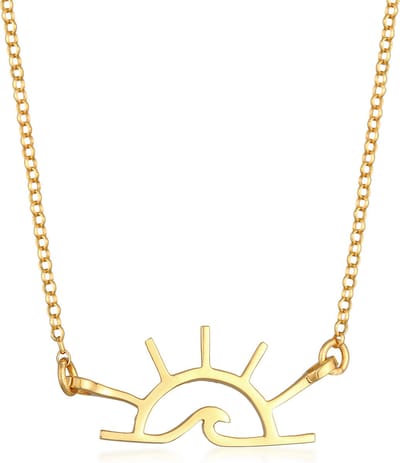 Elli - Halsketting - Dames Zonsopgang Hanger Motief Zomer in 925 Sterling Zilver - Dames