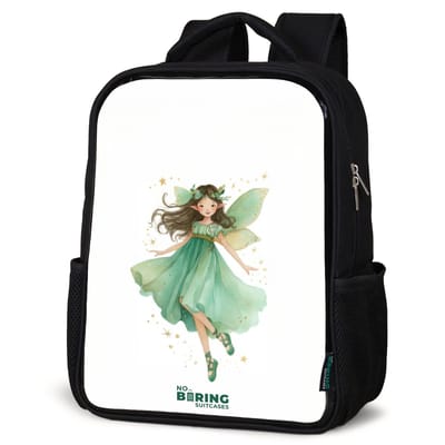 NoBoringSuitcases.com® - Rugzak zwart - Schooltas jongen & meisje - Zwevende groene elf - Rugtas voor school - Boekentas kind - Schoolrugzak - Kinderrugzak