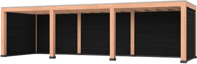Douglas overkapping, 900 x 300, met zwarte achterwand en twee zijwanden, Westwood Modern Plus